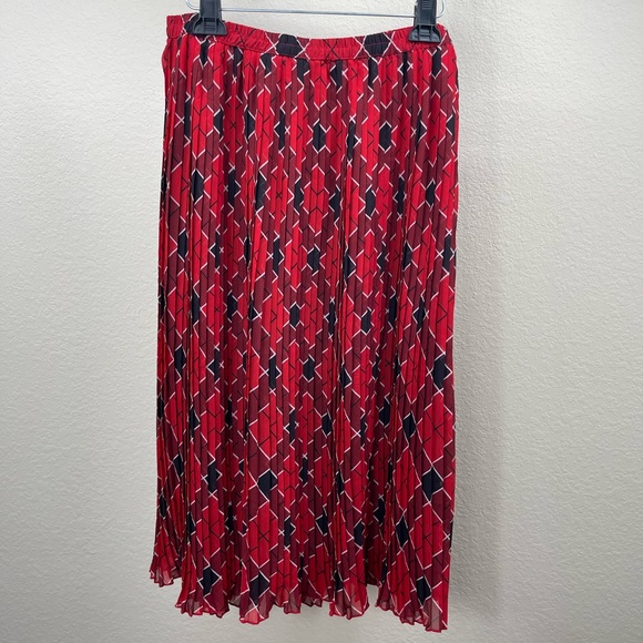 Women’s Plus Size Red Maxi Skirt Checkered Plaid Christmas Print Vintage Pleated - Picture 3 of 17